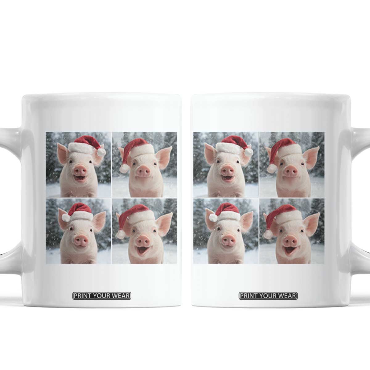 Funny Pig With Santa Hat Photobooth Coffee Mug Christmas Gift TS12 White Print Your Wear