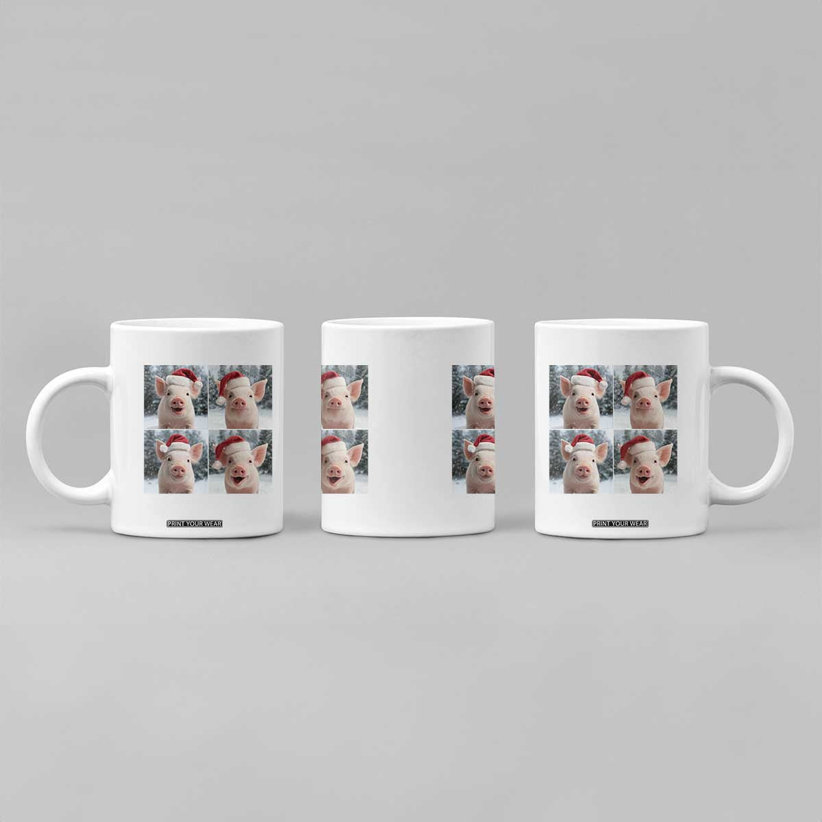 Funny Pig With Santa Hat Photobooth Coffee Mug Christmas Gift TS12 Print Your Wear