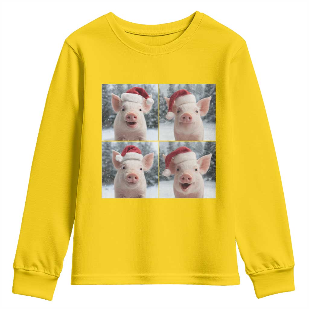 Funny Pig With Santa Hat Photobooth Youth Sweatshirt Christmas Gift TS12 Daisy Print Your Wear