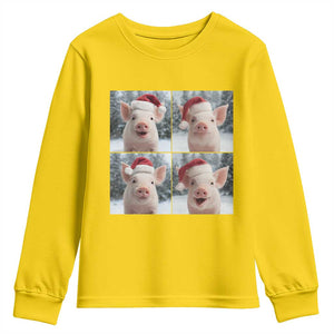 Funny Pig With Santa Hat Photobooth Youth Sweatshirt Christmas Gift TS12 Daisy Print Your Wear