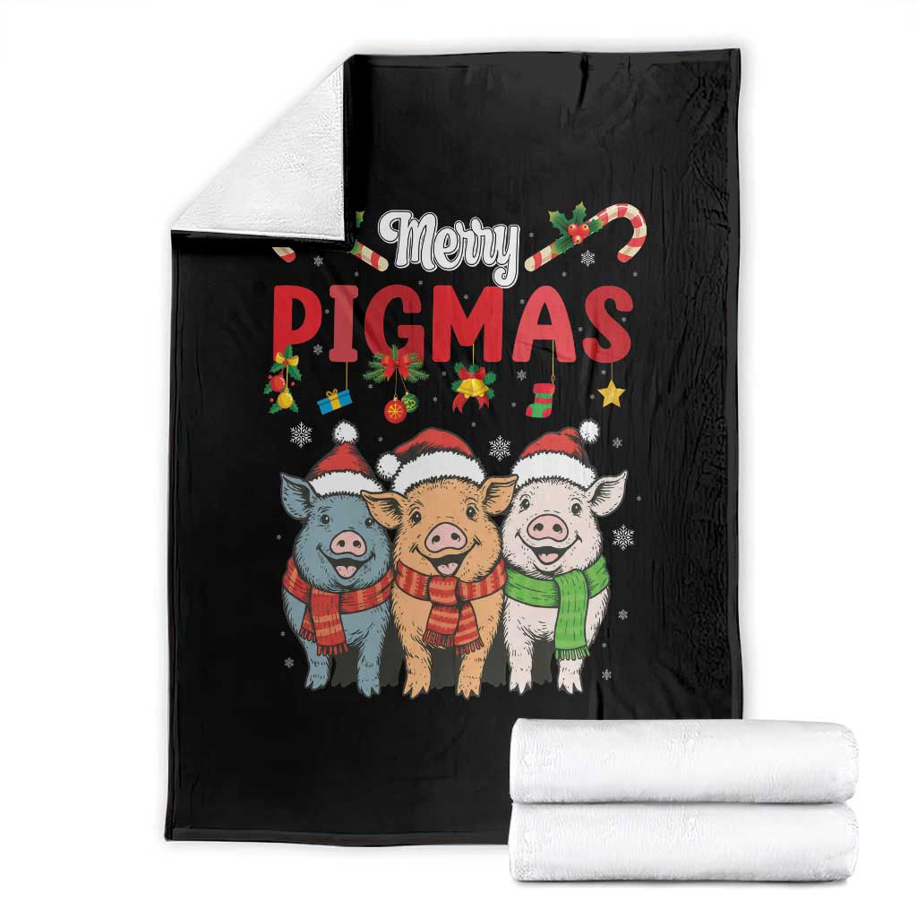 Funny Merry Pigmas Throw Blanket Christmas Pigs Farm Gift TS12 Black Print Your Wear