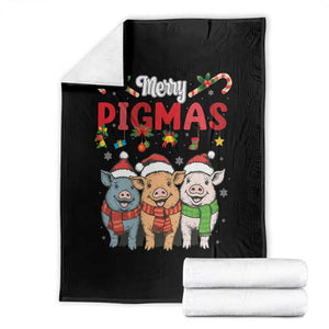 Funny Merry Pigmas Throw Blanket Christmas Pigs Farm Gift TS12 Black Print Your Wear