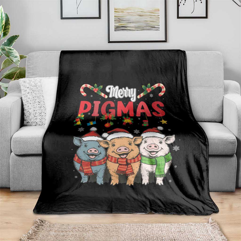 Funny Merry Pigmas Throw Blanket Christmas Pigs Farm Gift TS12 Print Your Wear