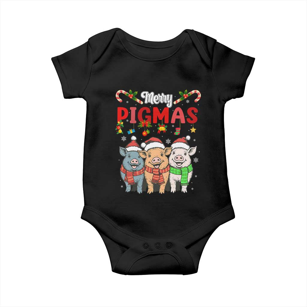 Funny Merry Pigmas Baby Onesie Christmas Pigs Farm Gift TS12 Black Print Your Wear