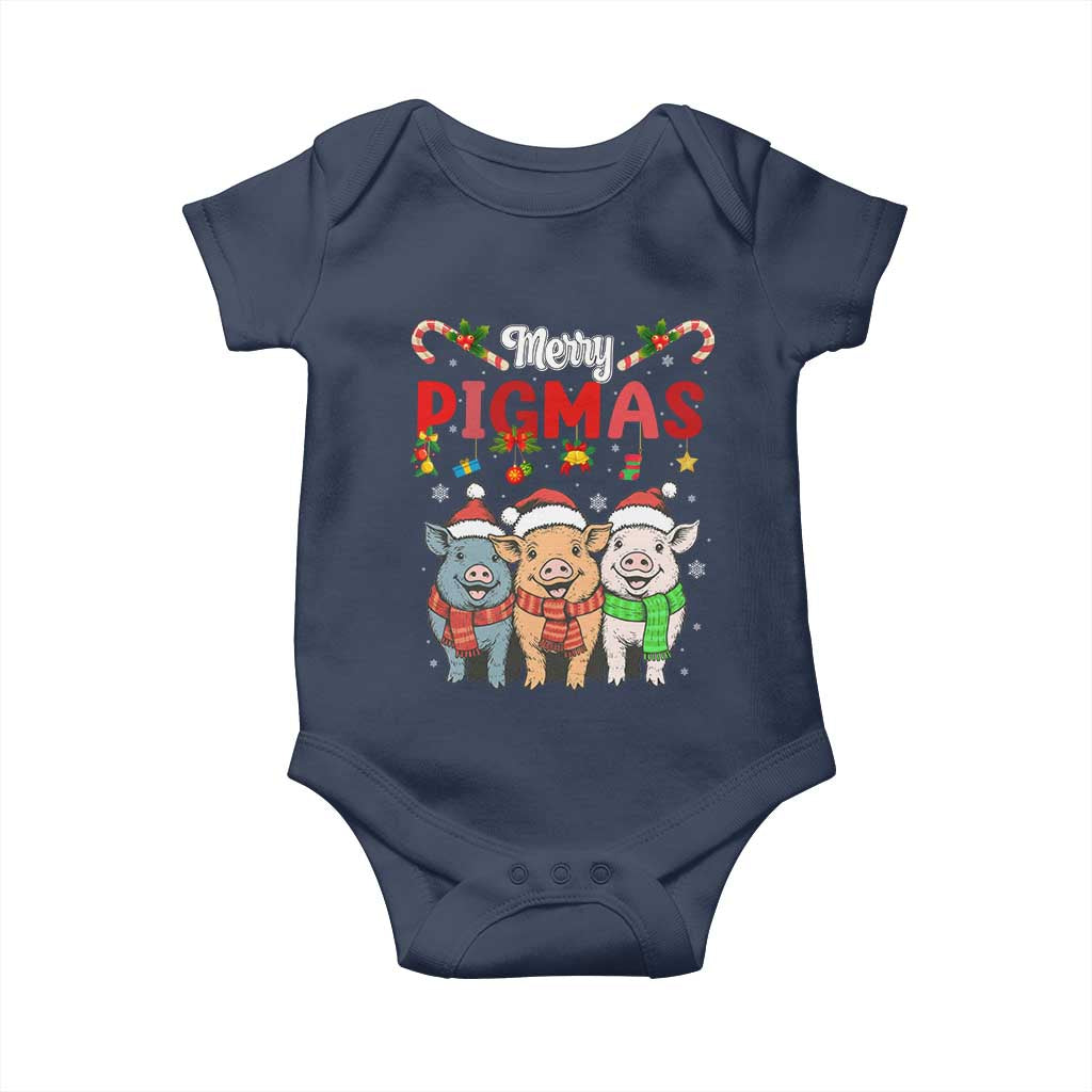 Funny Merry Pigmas Baby Onesie Christmas Pigs Farm Gift TS12 Navy Print Your Wear