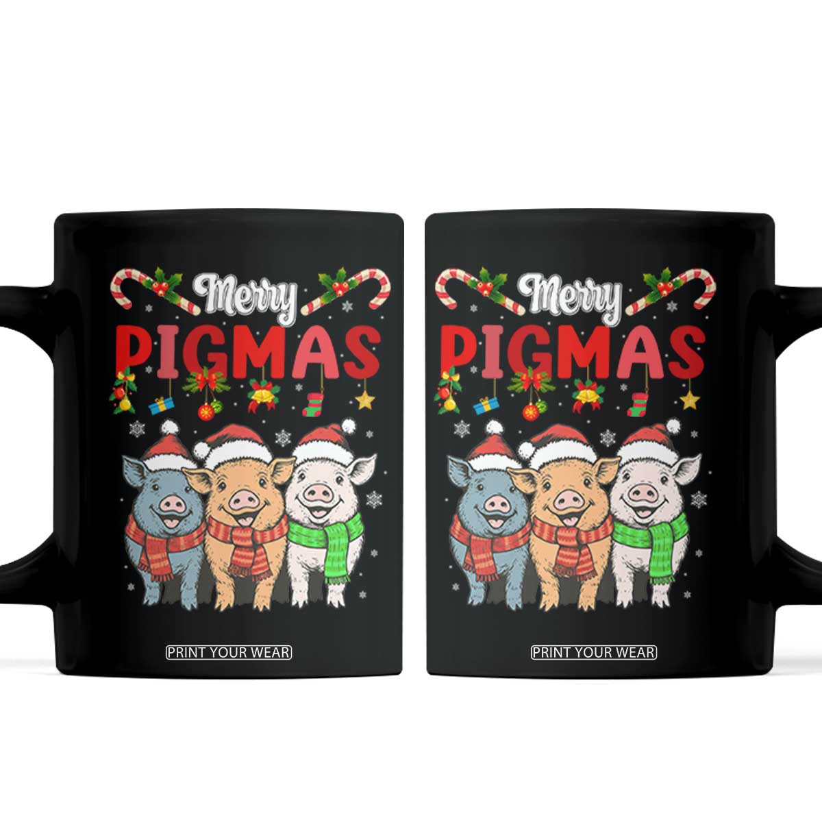 Funny Merry Pigmas Coffee Mug Christmas Pigs Farm Gift TS12 Black Print Your Wear