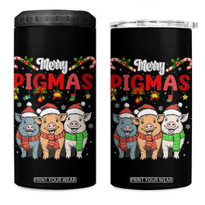 Funny Merry Pigmas 4 in 1 Can Cooler Tumbler Christmas Pigs Farm Gift TS12 One Size: 16 oz Black Print Your Wear