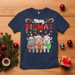 Funny Merry Pigmas T Shirt Christmas Pigs Farm Gift TS12 Navy Print Your Wear