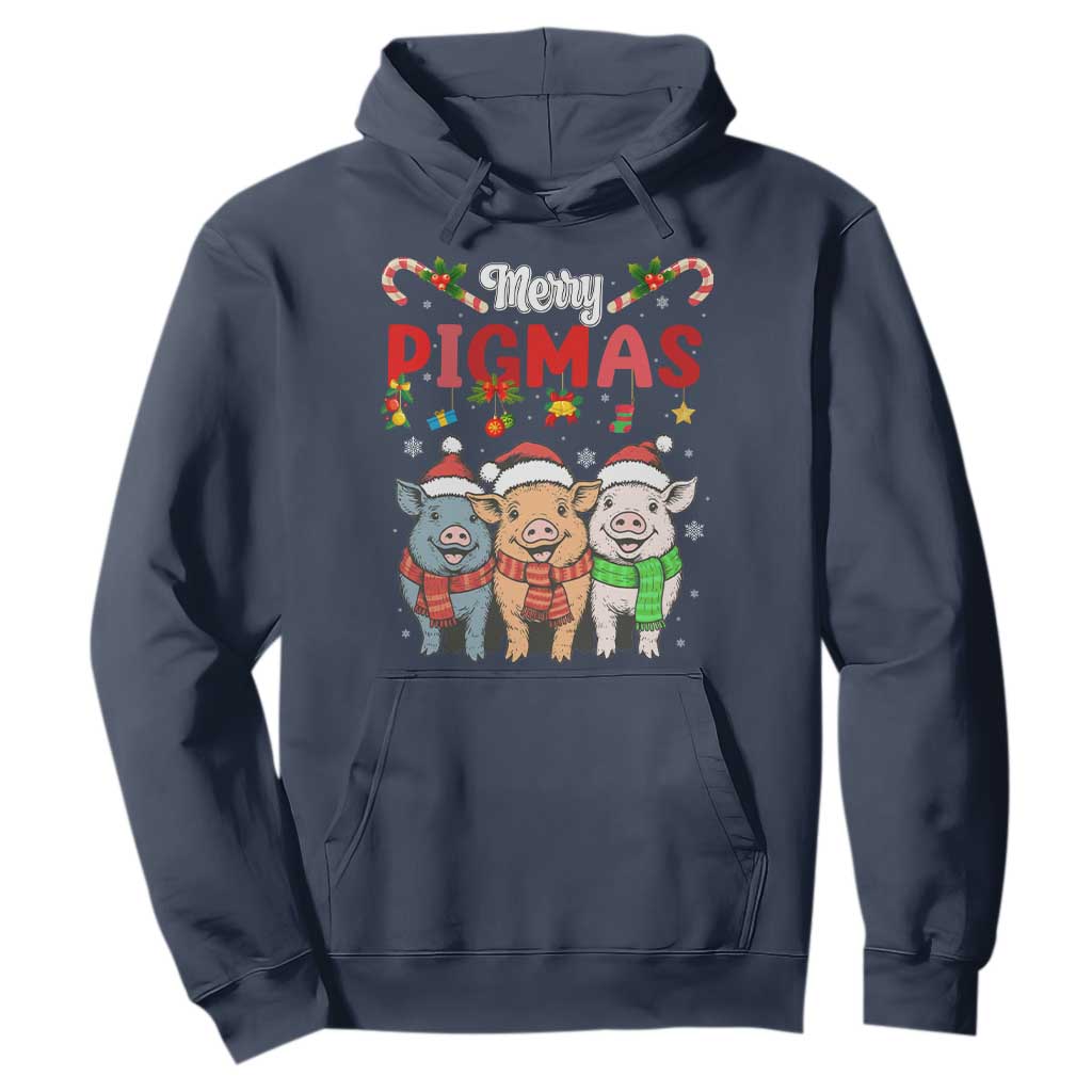 Funny Merry Pigmas Hoodie Christmas Pigs Farm Gift TS12 Navy Print Your Wear