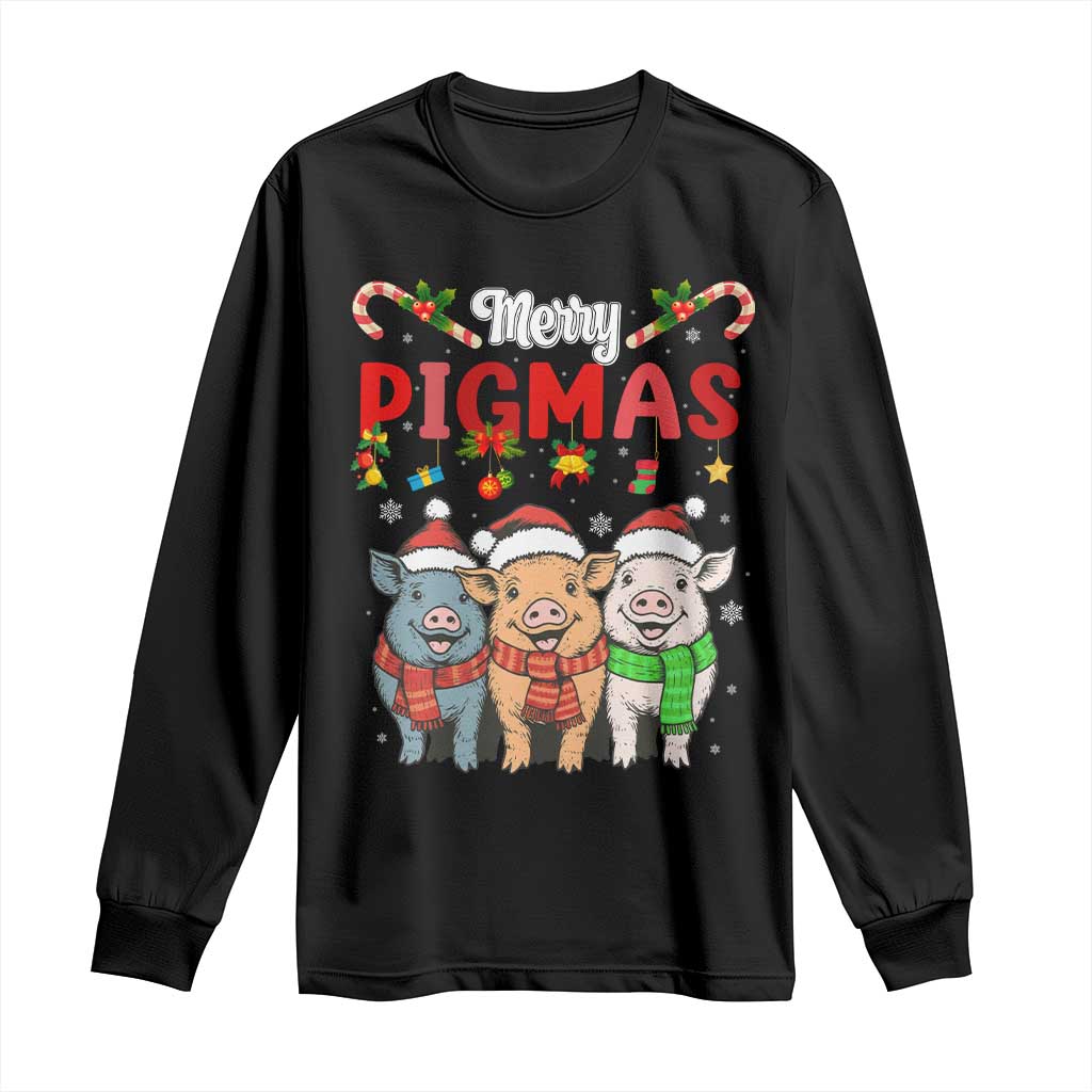 Funny Merry Pigmas Long Sleeve Shirt Christmas Pigs Farm Gift TS12 Black Print Your Wear