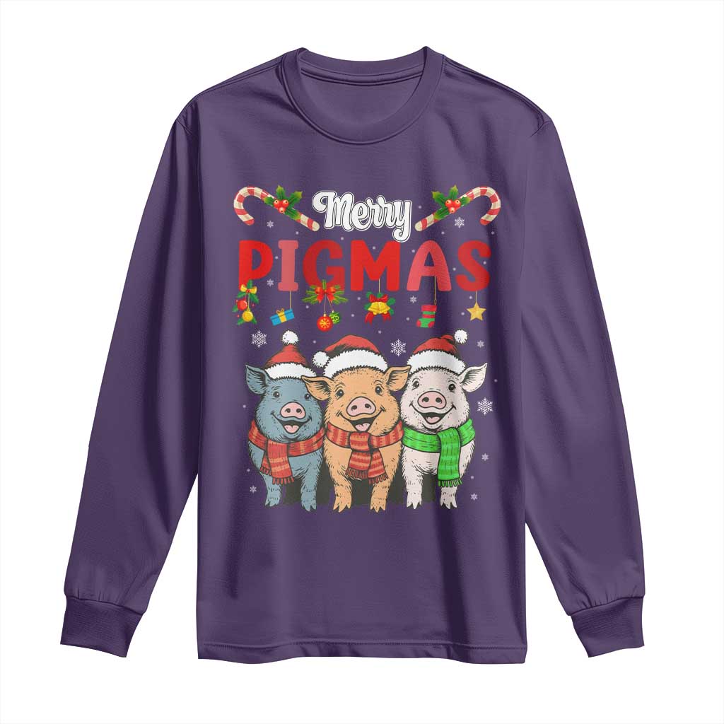 Funny Merry Pigmas Long Sleeve Shirt Christmas Pigs Farm Gift TS12 Purple Print Your Wear