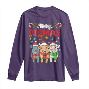 Funny Merry Pigmas Long Sleeve Shirt Christmas Pigs Farm Gift TS12 Purple Print Your Wear