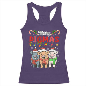 Funny Merry Pigmas Racerback Tank Top Christmas Pigs Farm Gift TS12 Purple Print Your Wear