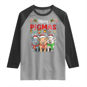 Funny Merry Pigmas Raglan Shirt Christmas Pigs Farm Gift TS12 Sport Gray Black Print Your Wear
