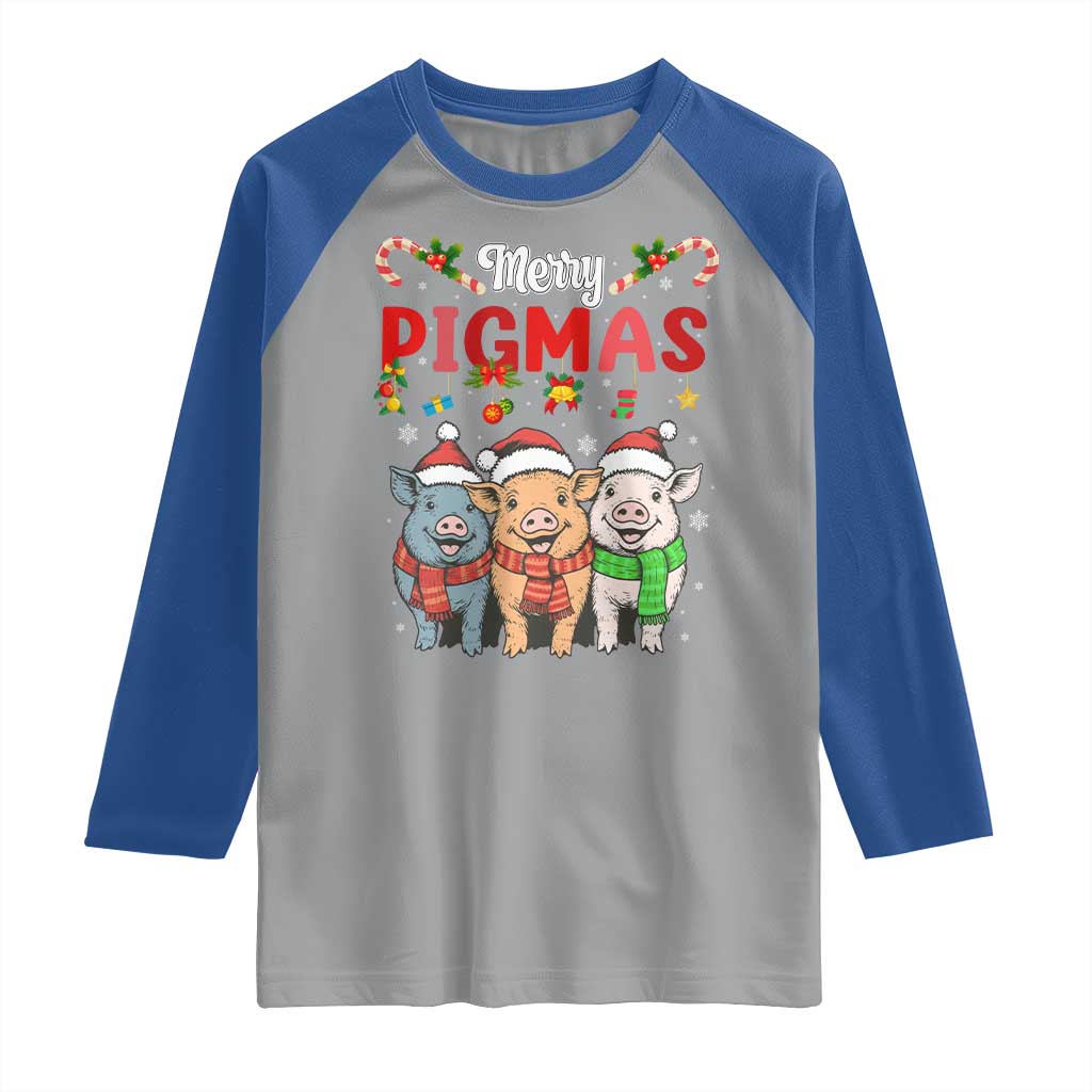 Funny Merry Pigmas Raglan Shirt Christmas Pigs Farm Gift TS12 Sport Gray Royal Print Your Wear