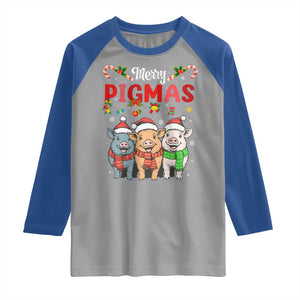 Funny Merry Pigmas Raglan Shirt Christmas Pigs Farm Gift TS12 Sport Gray Royal Print Your Wear