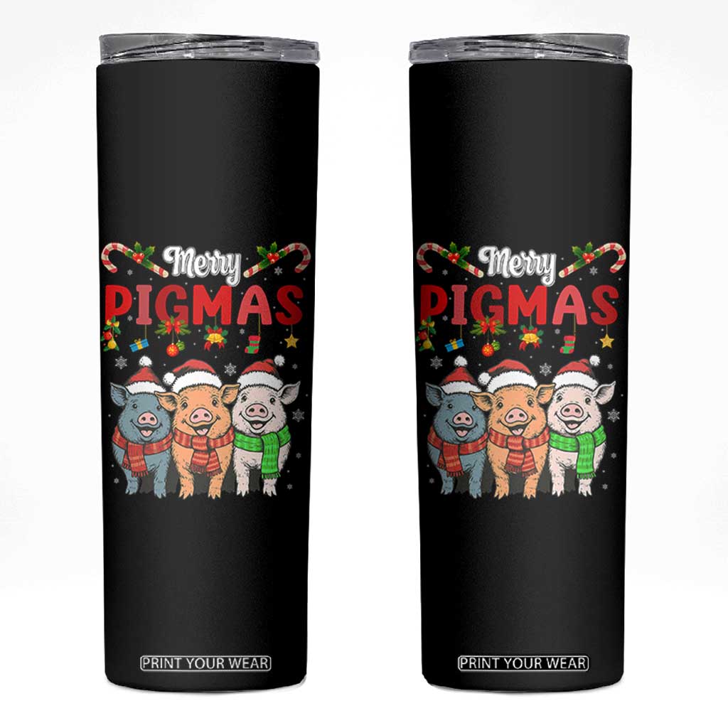 Funny Merry Pigmas Skinny Tumbler Christmas Pigs Farm Gift TS12 Black Print Your Wear