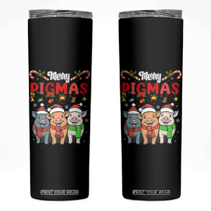 Funny Merry Pigmas Skinny Tumbler Christmas Pigs Farm Gift TS12 Black Print Your Wear