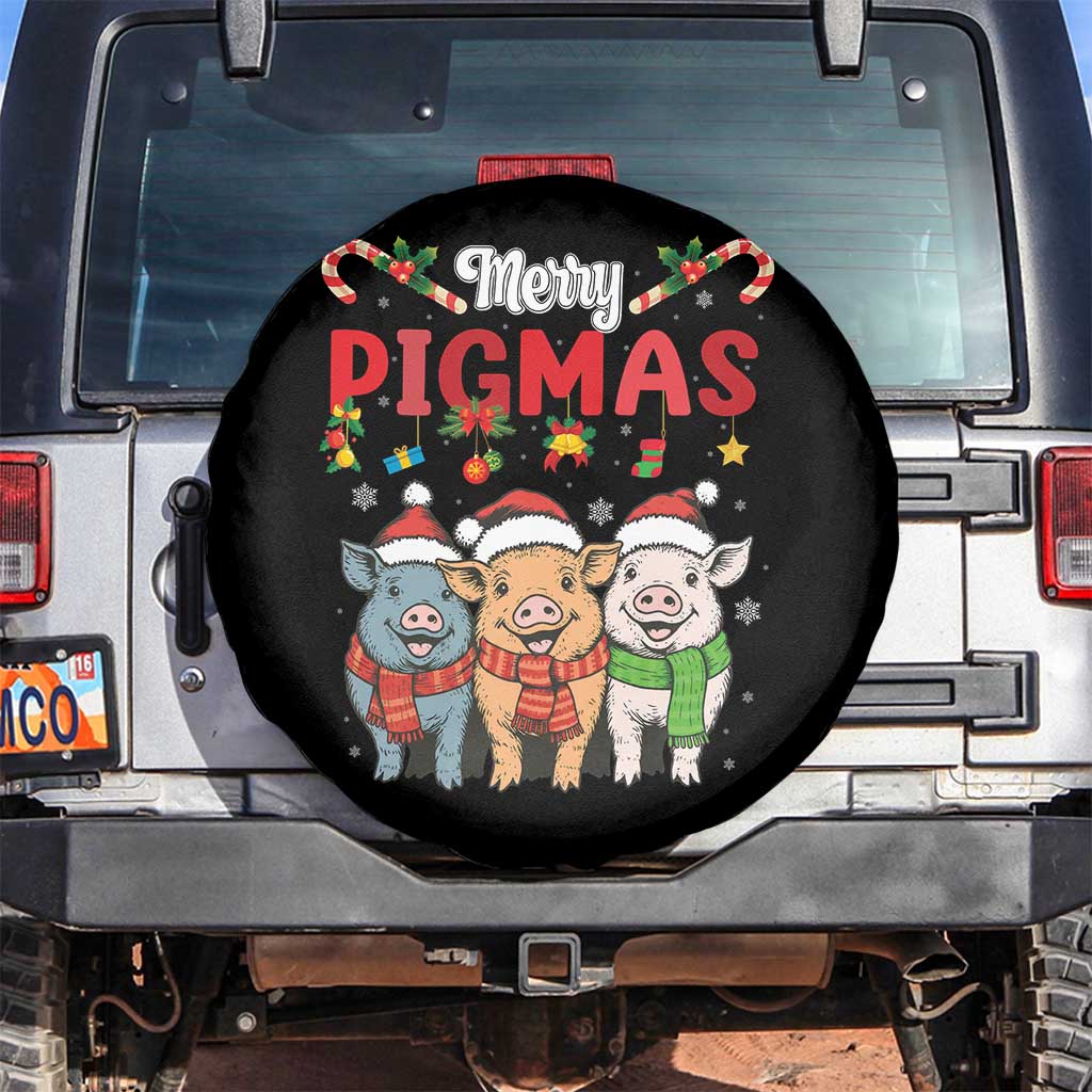 Funny Merry Pigmas Spare Tire Cover Christmas Pigs Farm Gift TS12 No hole Black Print Your Wear