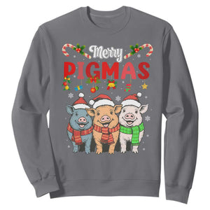 Funny Merry Pigmas Sweatshirt Christmas Pigs Farm Gift TS12 Charcoal Print Your Wear