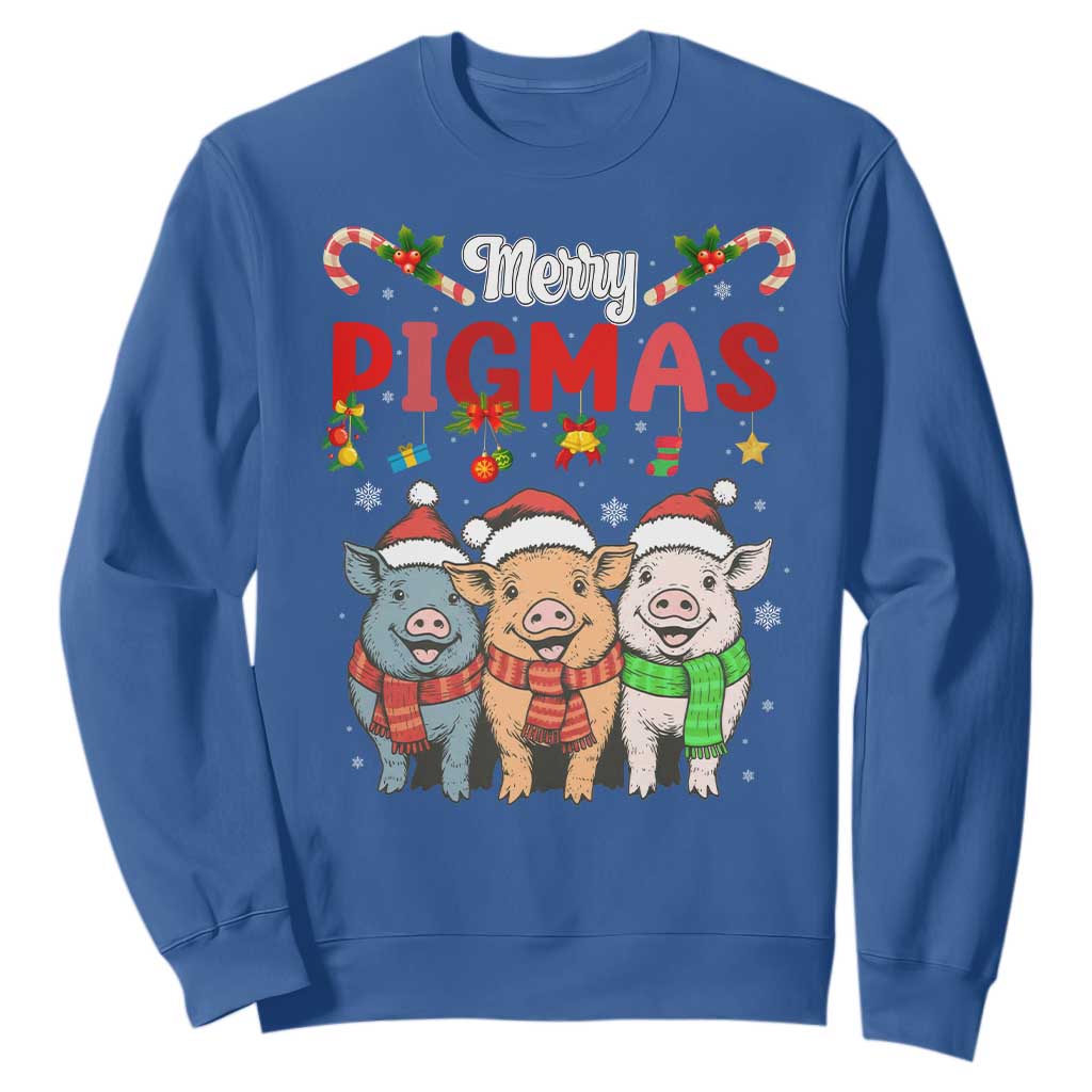 Funny Merry Pigmas Sweatshirt Christmas Pigs Farm Gift TS12 Royal Blue Print Your Wear