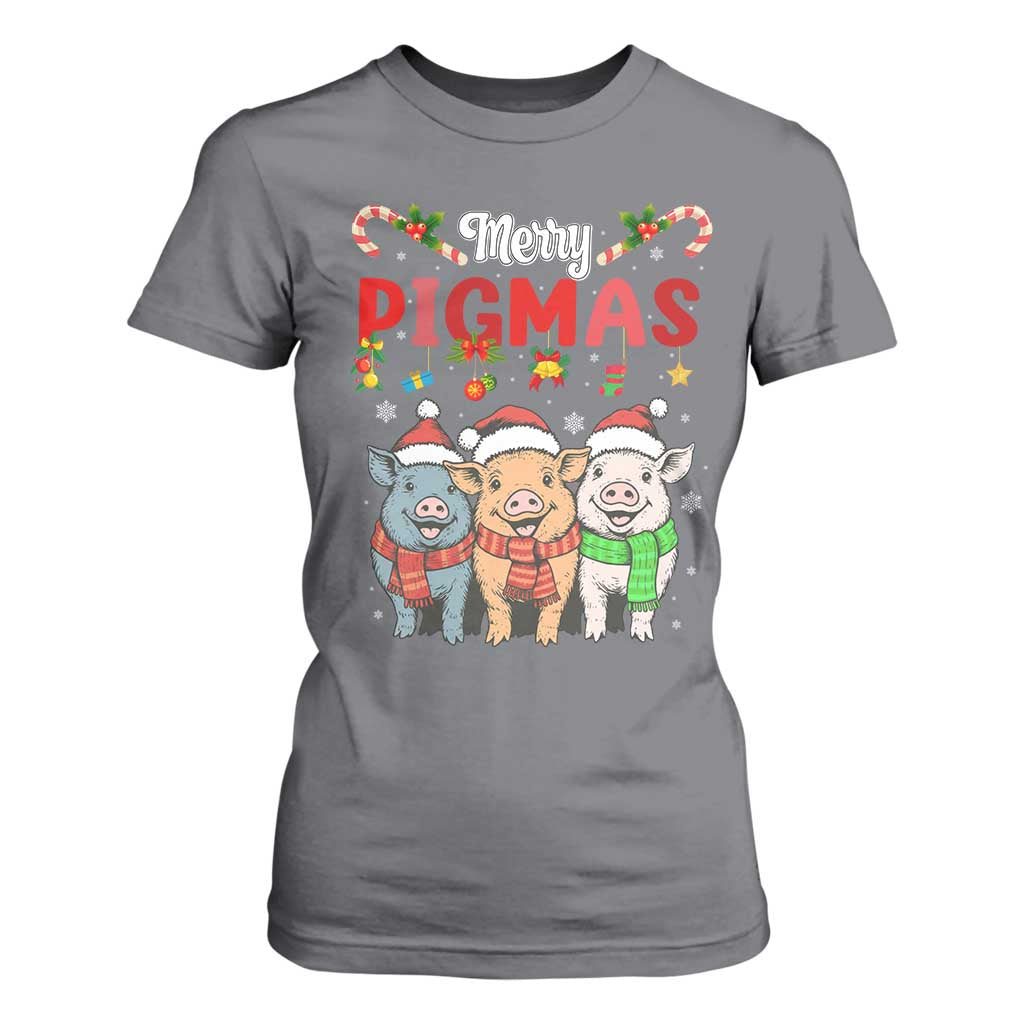 Funny Merry Pigmas T Shirt For Women Christmas Pigs Farm Gift TS12 Charcoal Print Your Wear