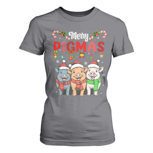 Funny Merry Pigmas T Shirt For Women Christmas Pigs Farm Gift TS12 Charcoal Print Your Wear