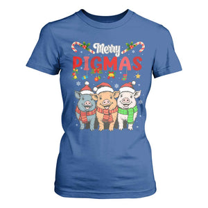 Funny Merry Pigmas T Shirt For Women Christmas Pigs Farm Gift TS12 Royal Blue Print Your Wear