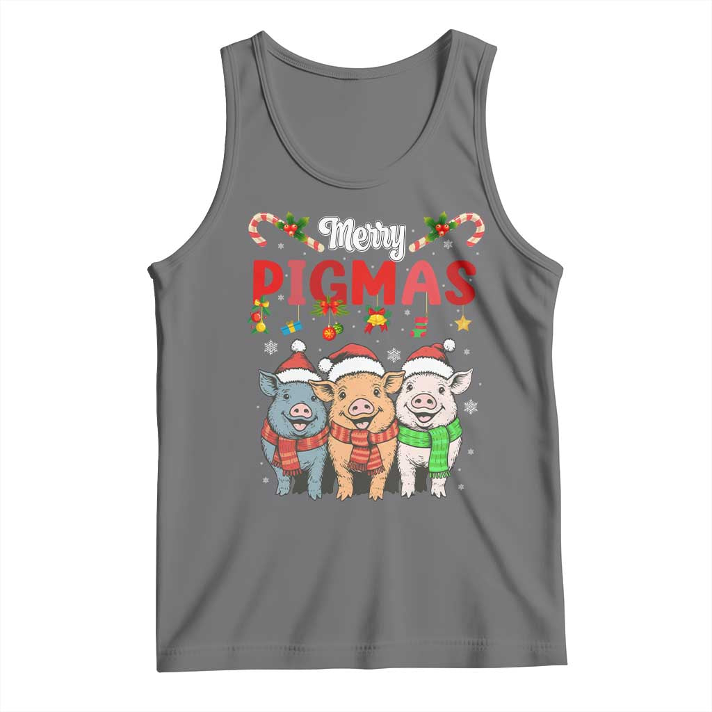 Funny Merry Pigmas Tank Top Christmas Pigs Farm Gift TS12 Black Heather Print Your Wear