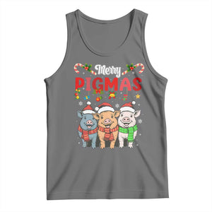 Funny Merry Pigmas Tank Top Christmas Pigs Farm Gift TS12 Black Heather Print Your Wear
