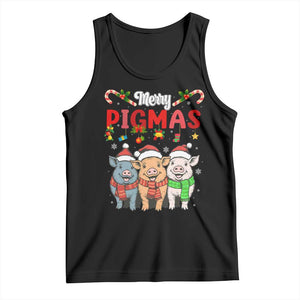 Funny Merry Pigmas Tank Top Christmas Pigs Farm Gift TS12 Black Print Your Wear
