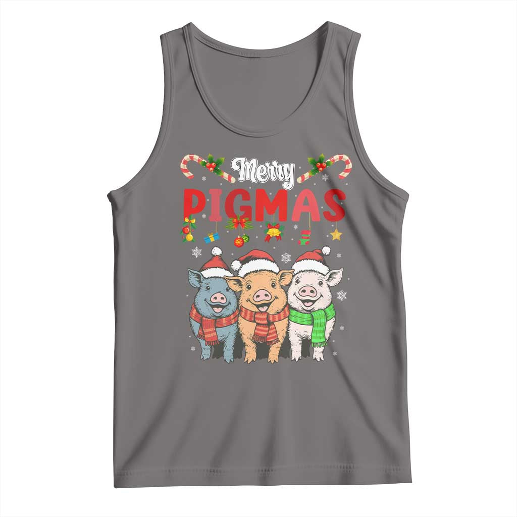 Funny Merry Pigmas Tank Top Christmas Pigs Farm Gift TS12 Deep Heather Print Your Wear