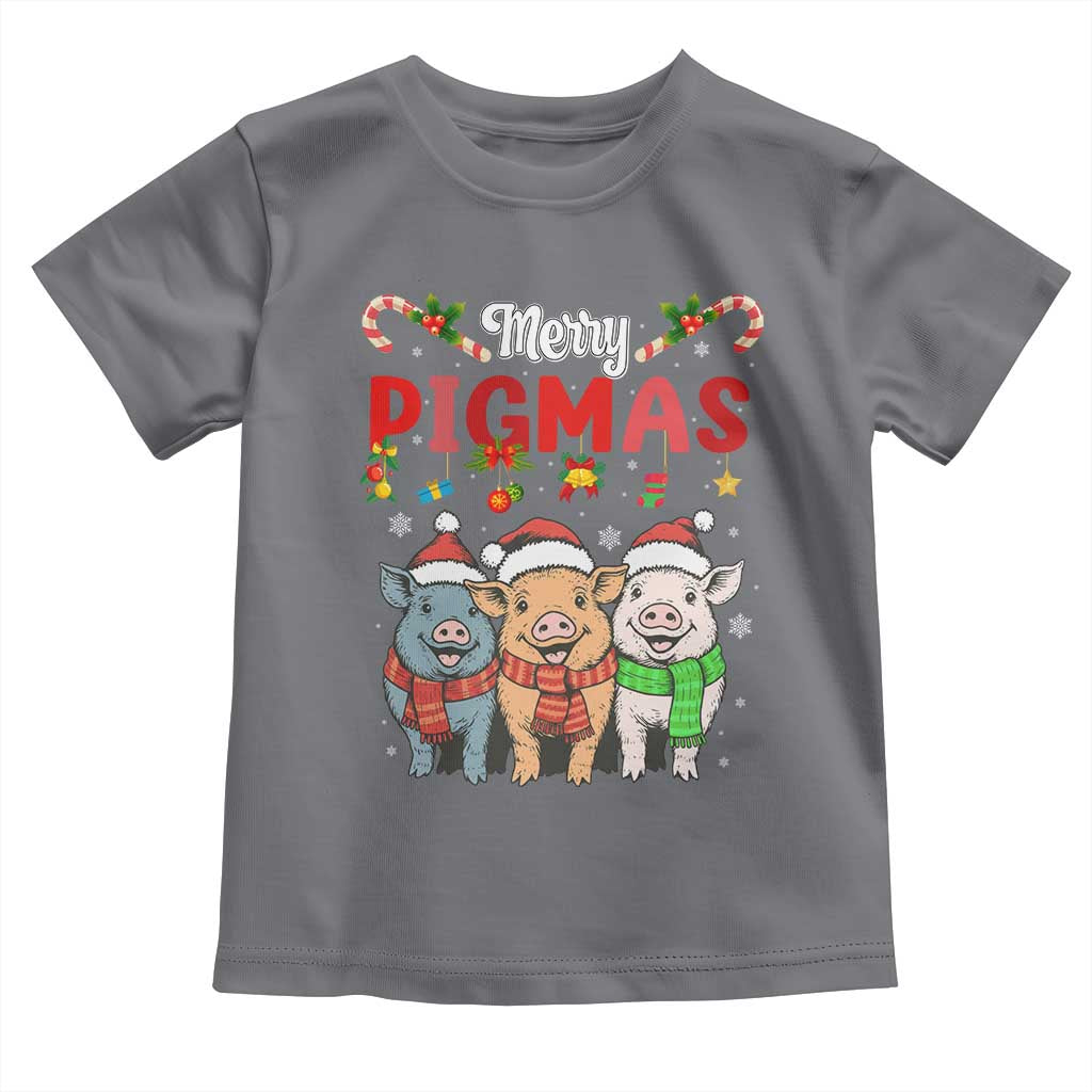 Funny Merry Pigmas Toddler T Shirt Christmas Pigs Farm Gift TS12 Charcoal Print Your Wear