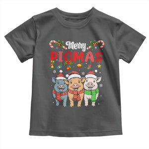 Funny Merry Pigmas Toddler T Shirt Christmas Pigs Farm Gift TS12 Dark Heather Print Your Wear
