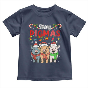 Funny Merry Pigmas Toddler T Shirt Christmas Pigs Farm Gift TS12 Navy Print Your Wear