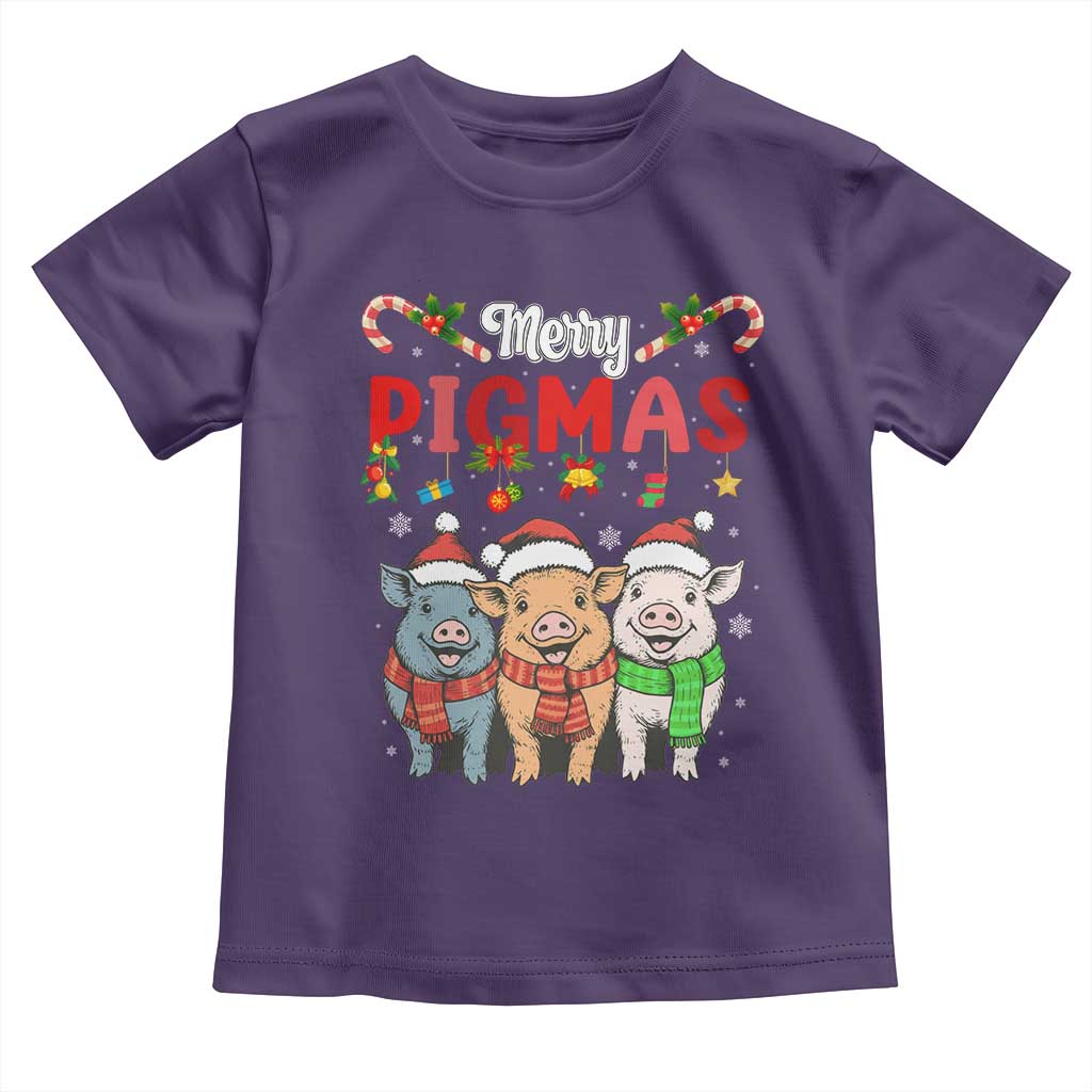 Funny Merry Pigmas Toddler T Shirt Christmas Pigs Farm Gift TS12 Purple Print Your Wear