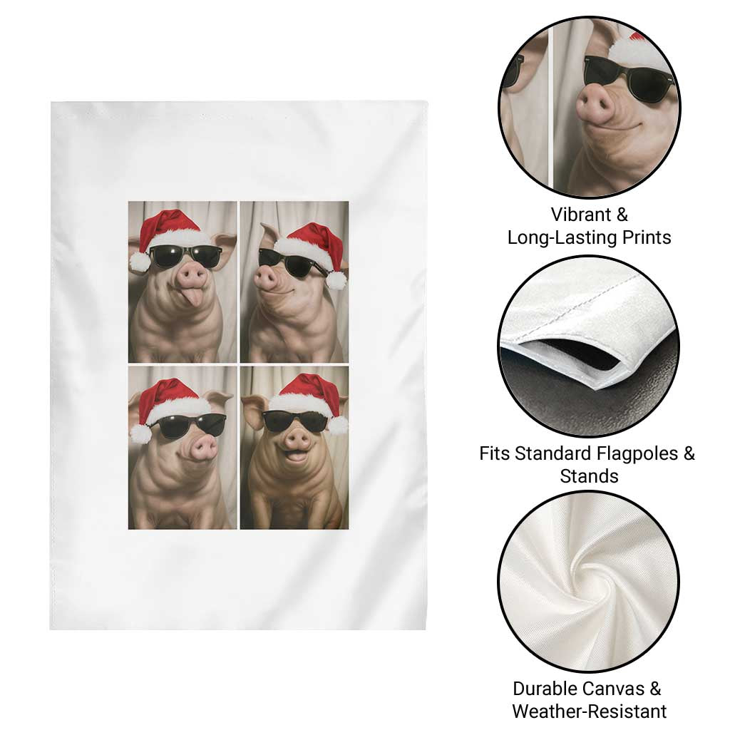 Cute Pig Christmas Selfie Garden Flag Funny Holiday Photobooth Gift TS12 Print Your Wear