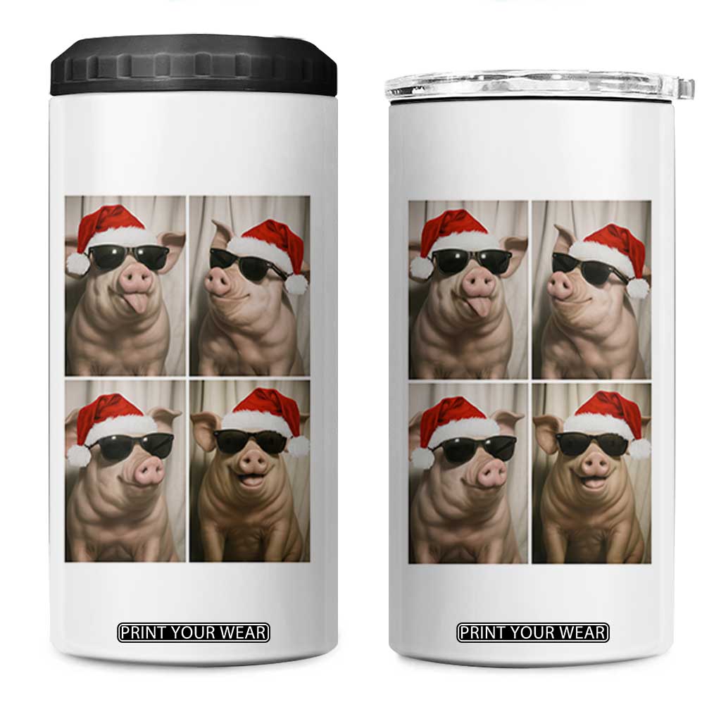 Cute Pig Christmas Selfie 4 in 1 Can Cooler Tumbler Funny Holiday Photobooth Gift TS12 One Size: 16 oz White Print Your Wear