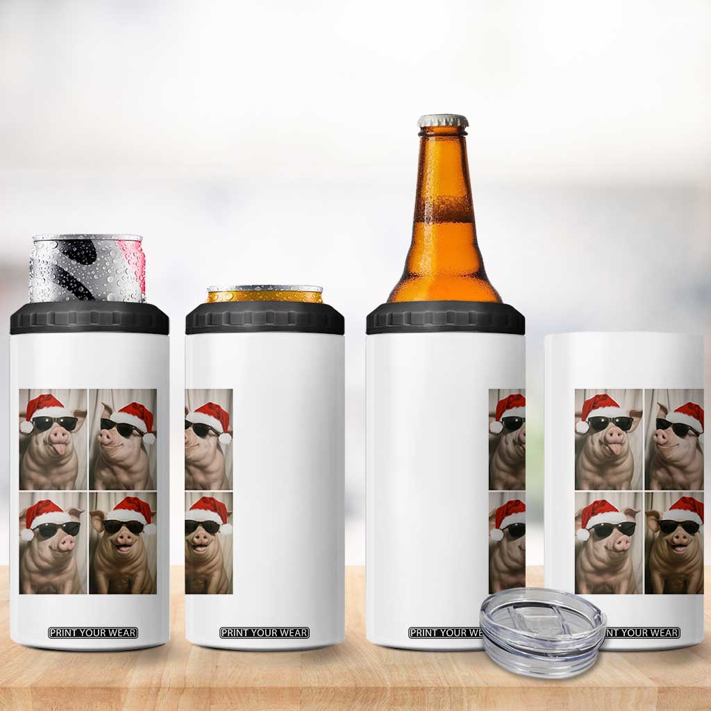 Cute Pig Christmas Selfie 4 in 1 Can Cooler Tumbler Funny Holiday Photobooth Gift TS12 Print Your Wear