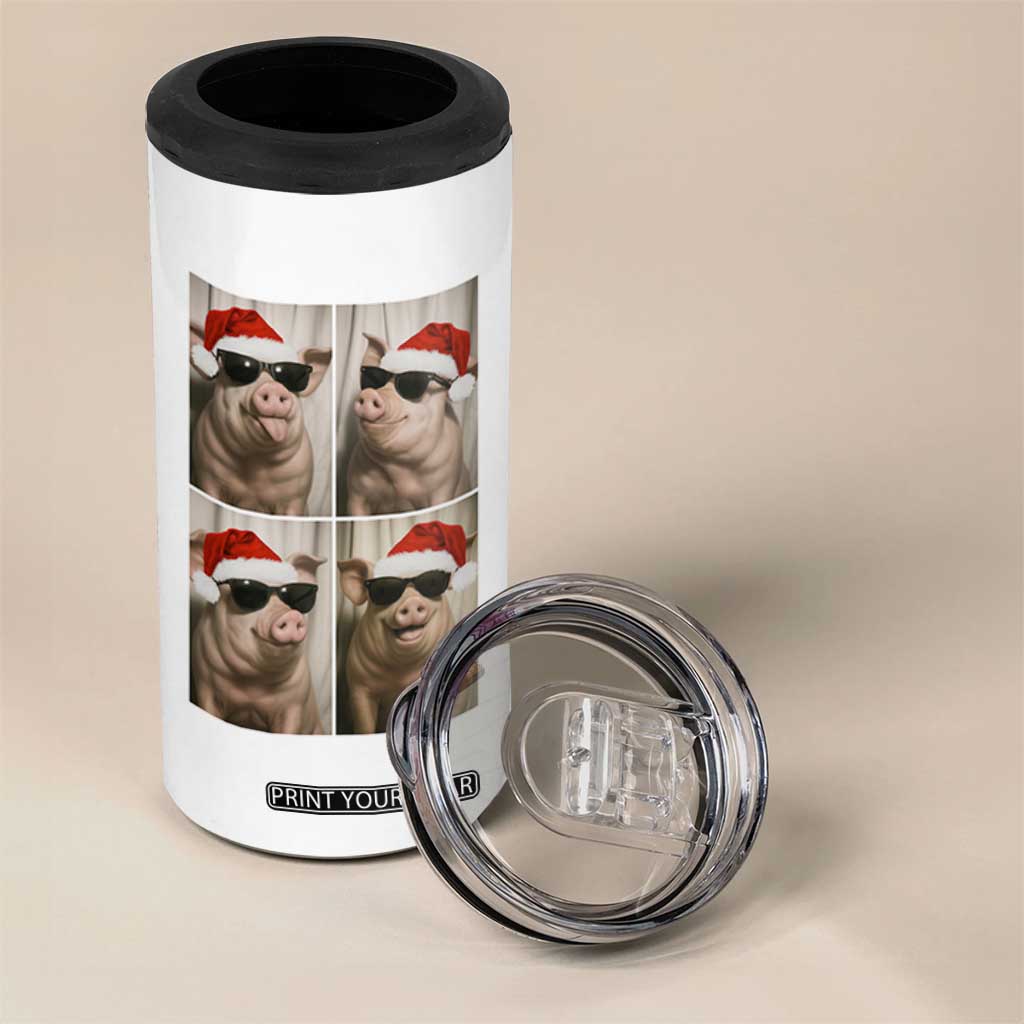 Cute Pig Christmas Selfie 4 in 1 Can Cooler Tumbler Funny Holiday Photobooth Gift TS12 Print Your Wear