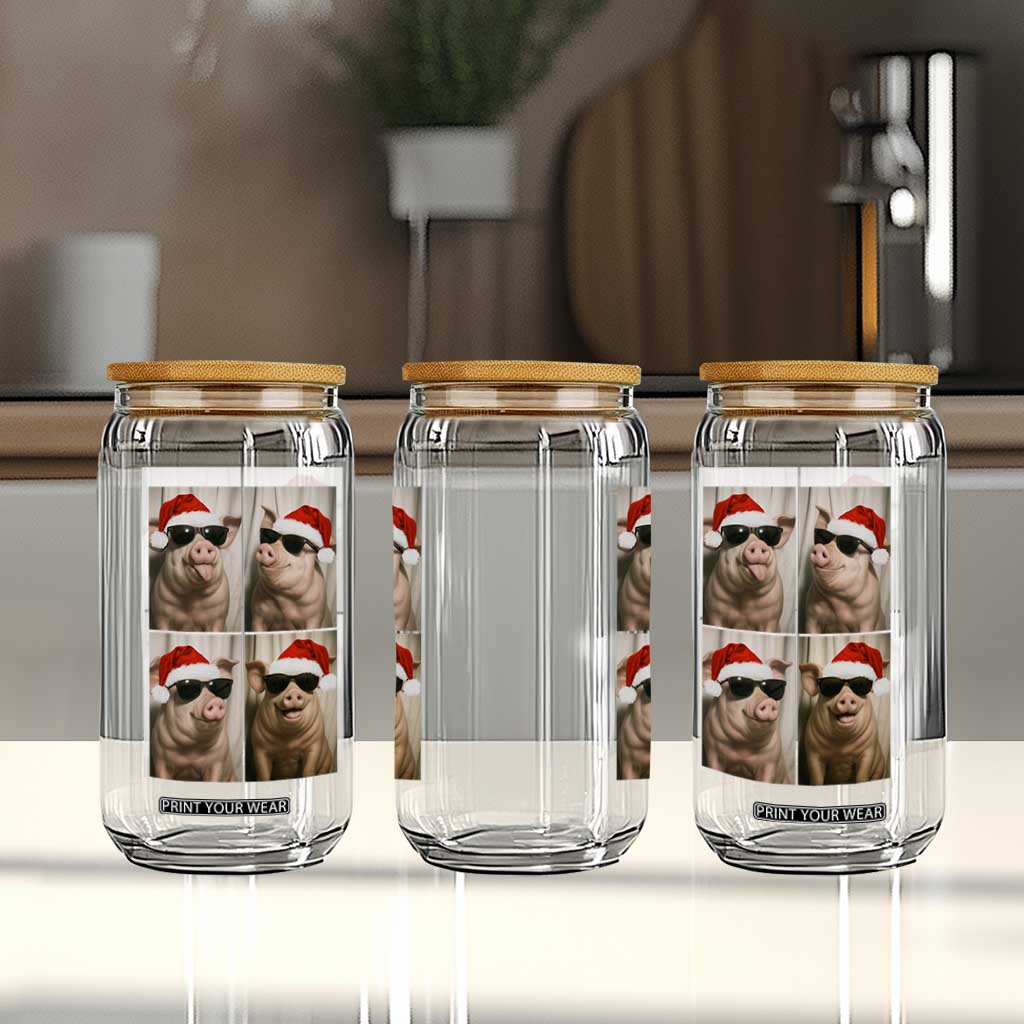 Cute Pig Christmas Selfie Glass Can Funny Holiday Photobooth Gift TS12 Print Your Wear