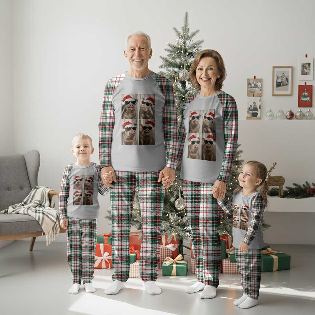 Cute Pig Christmas Selfie Plaid Pajama Set Funny Holiday Photobooth Gift TS12 Christmas Plaid Print Your Wear