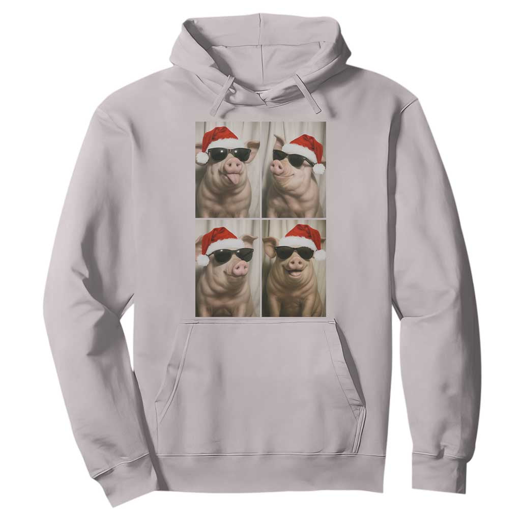 Cute Pig Christmas Selfie Hoodie Funny Holiday Photobooth Gift TS12 Ice Gray Print Your Wear