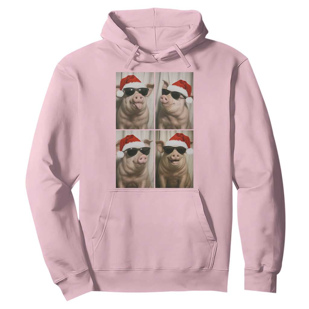 Cute Pig Christmas Selfie Hoodie Funny Holiday Photobooth Gift TS12 Light Pink Print Your Wear