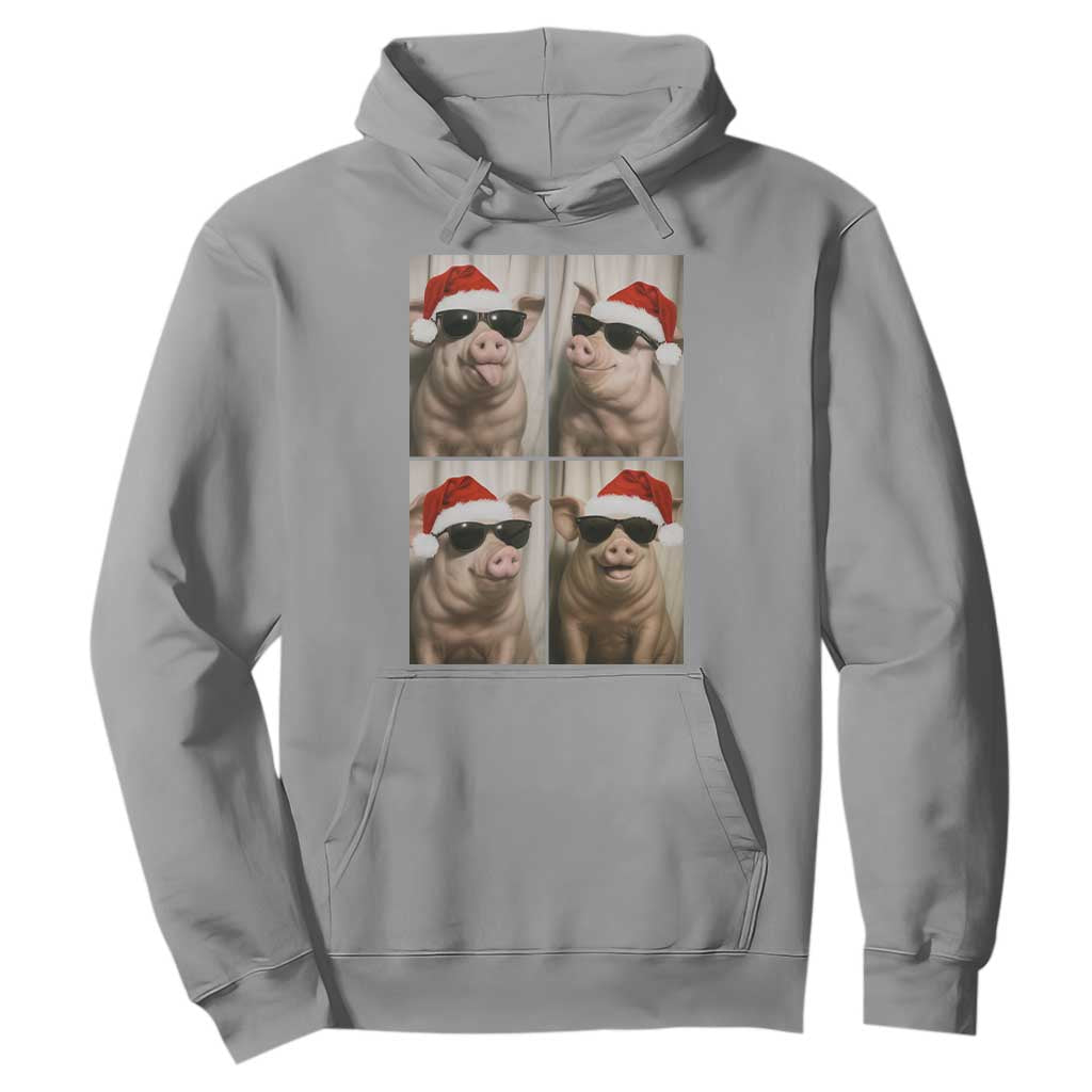 Cute Pig Christmas Selfie Hoodie Funny Holiday Photobooth Gift TS12 Sport Gray Print Your Wear