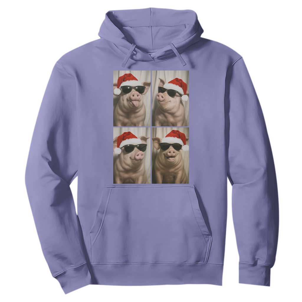 Cute Pig Christmas Selfie Hoodie Funny Holiday Photobooth Gift TS12 Violet Print Your Wear