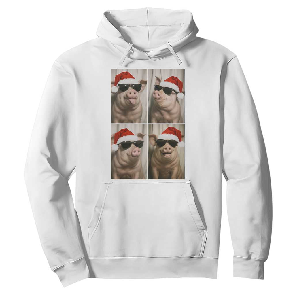 Cute Pig Christmas Selfie Hoodie Funny Holiday Photobooth Gift TS12 White Print Your Wear