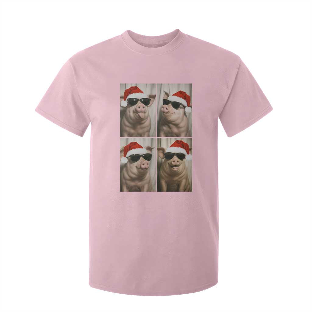 Cute Pig Christmas Selfie T Shirt For Kid Funny Holiday Photobooth Gift TS12 Light Pink Print Your Wear
