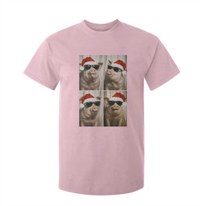 Cute Pig Christmas Selfie T Shirt For Kid Funny Holiday Photobooth Gift TS12 Light Pink Print Your Wear