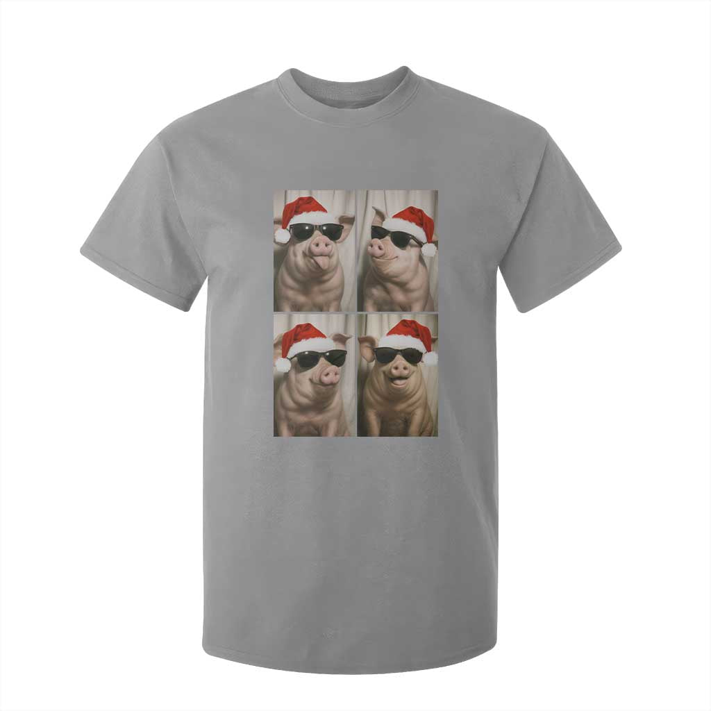 Cute Pig Christmas Selfie T Shirt For Kid Funny Holiday Photobooth Gift TS12 Sport Gray Print Your Wear